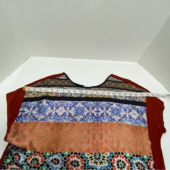 Zara Earth Tone Color Top/Pullover Boho Style Polyester/Cotton Short Sleeve READ - Picture 3 of 7